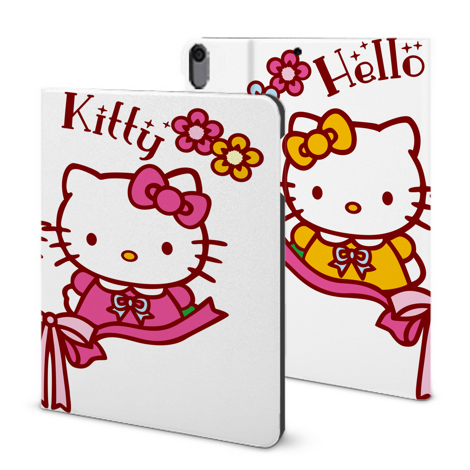 （画像用） Hello Kitty ハローキティ IPad ケース ブック型 PUレザー TPU 耐衝撃 軽量 薄型 ペン収納なし 全面保護 IPad 各モデル対応